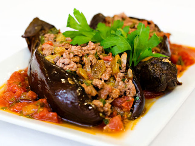 Eggplant stuffed with Beef & Rice